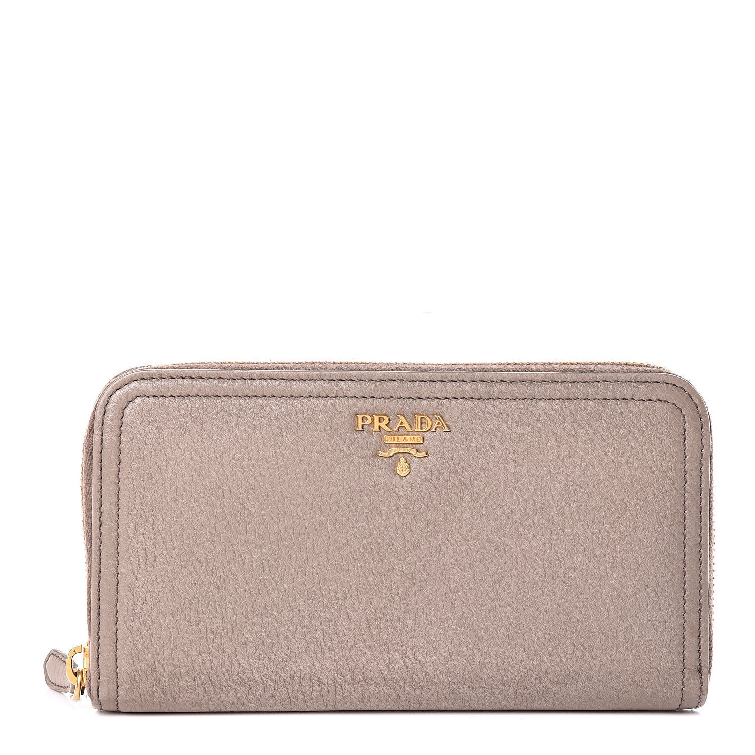 Prada Vitello Daino Zip Around Wallet Argilla 1 of 11