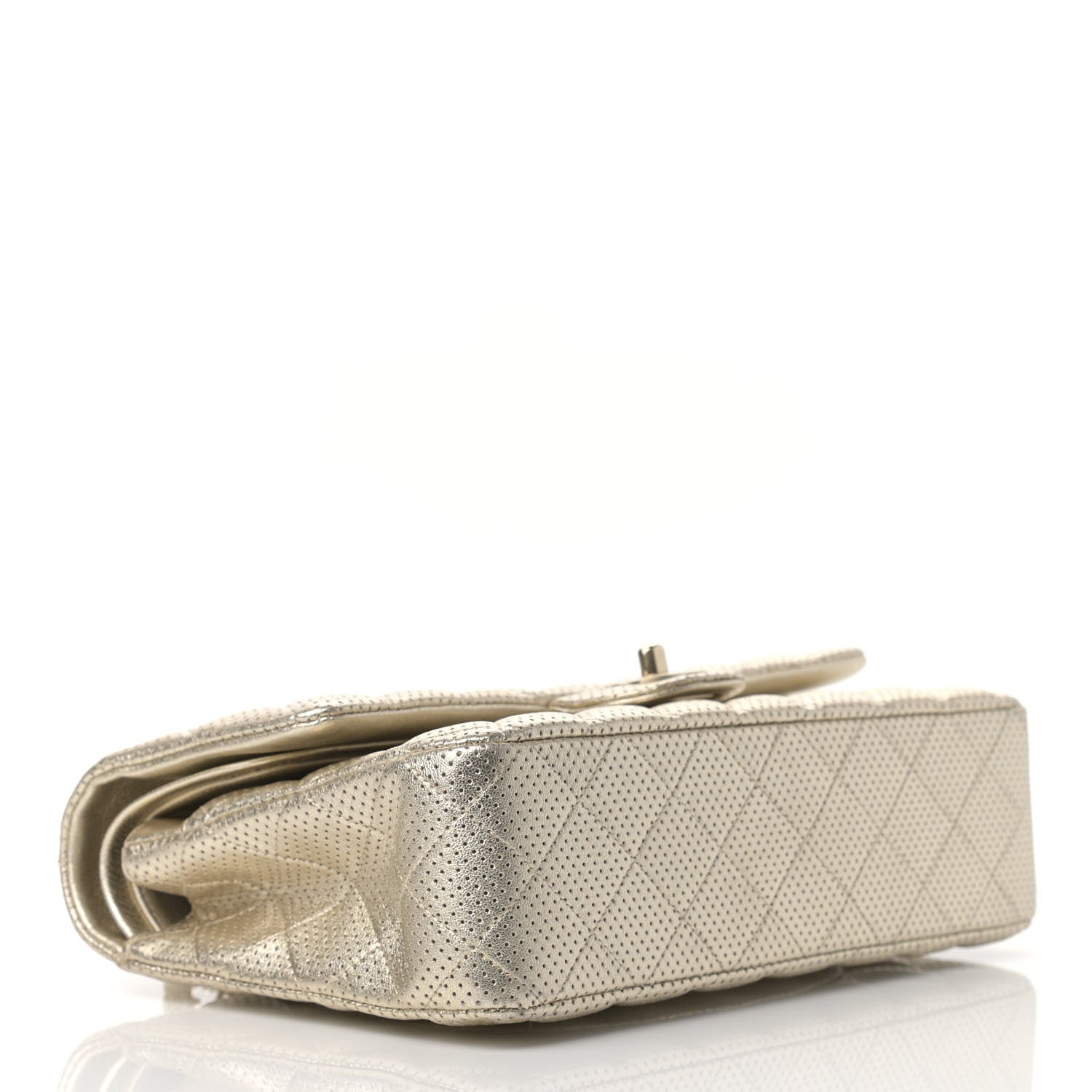 Chanel Metallic Lambskin Perforated Medium Double Flap Gold 4 of 12
