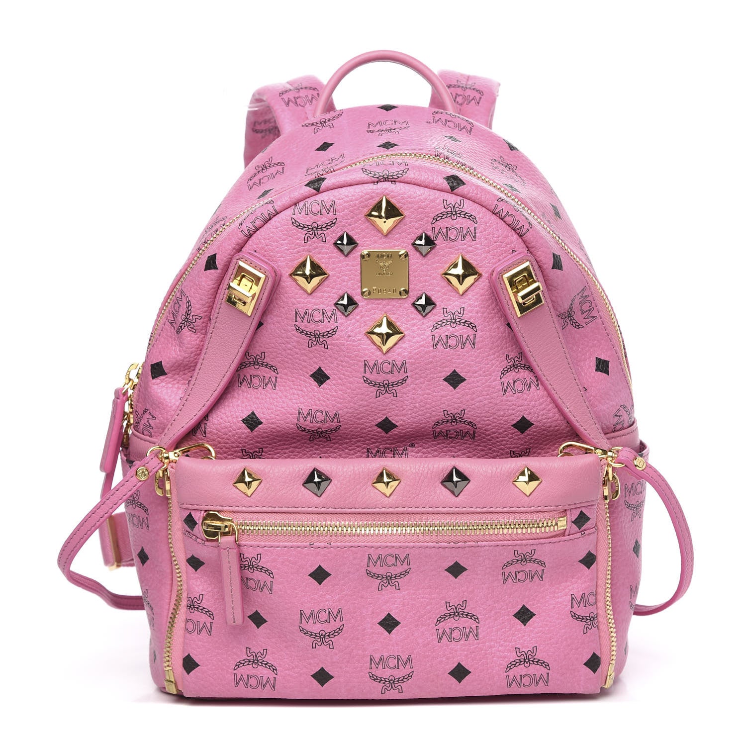 MCM Visetos Studded Small Dual Stark Backpack Pink 1 of 8