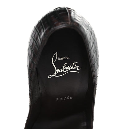Christian Louboutin Calfskin Crocodile Embossed Kate 100 Pumps 38 Expresso 8 of 8