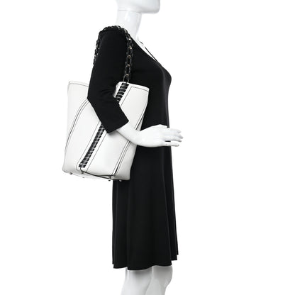 Proenza Schouler Smooth Calfskin Medium Hex Bucket Bag Black White 2 of 12