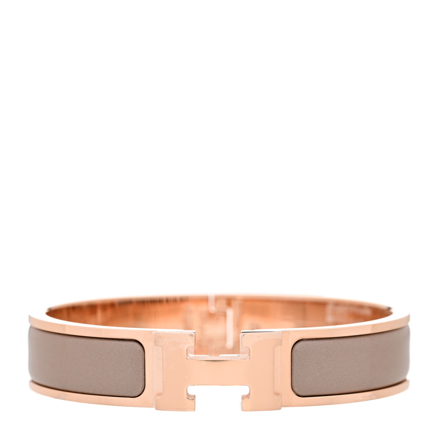 Enamel Narrow Clic Clac H Bracelet PM Marron Glace