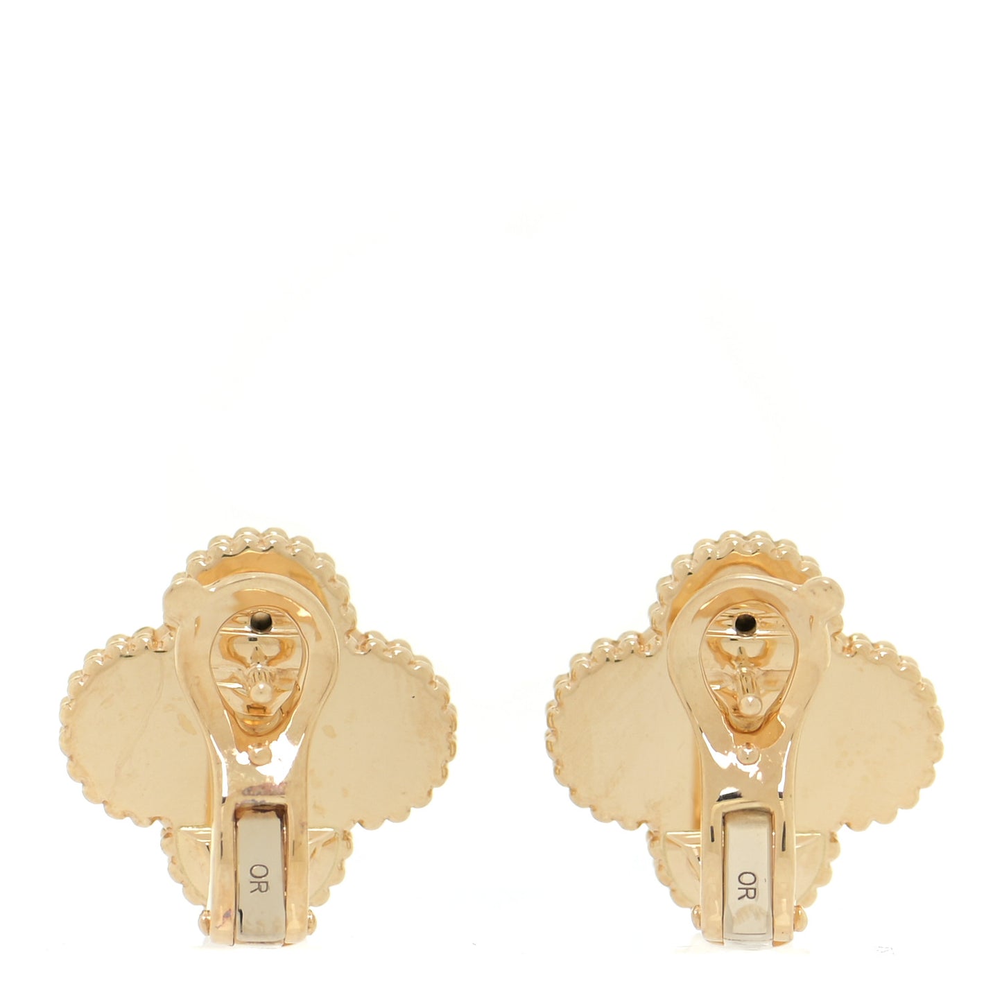 18K Yellow Gold Guilloche Vintage Alhambra Earrings