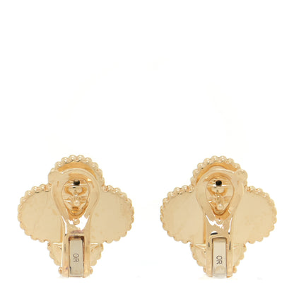 Van Cleef & Arpels 18K Yellow Gold Guilloche Vintage Alhambra Earrings 3 of 6