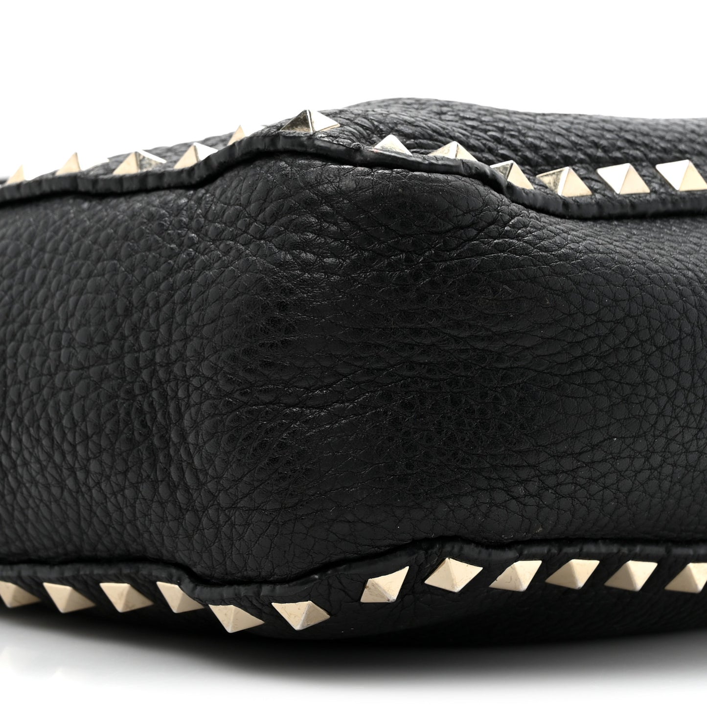 Pebbled Calfskin Small Rockstud Flip-Lock Messenger Bag Black
