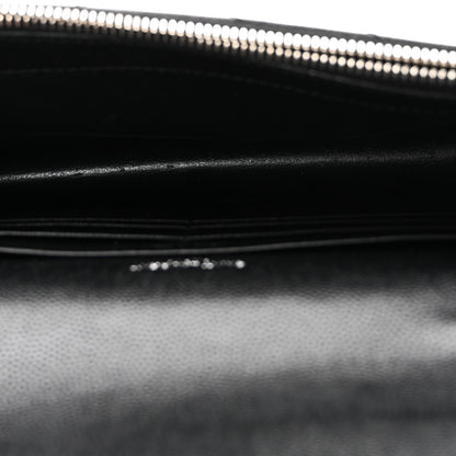 Saint Laurent Grain De Poudre Matelasse Chevron Monogram Envelope Chain Wallet Black 5 of 9