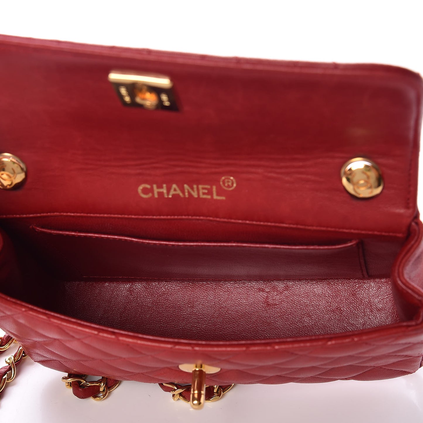 Lambskin Quilted Mini Flap Red