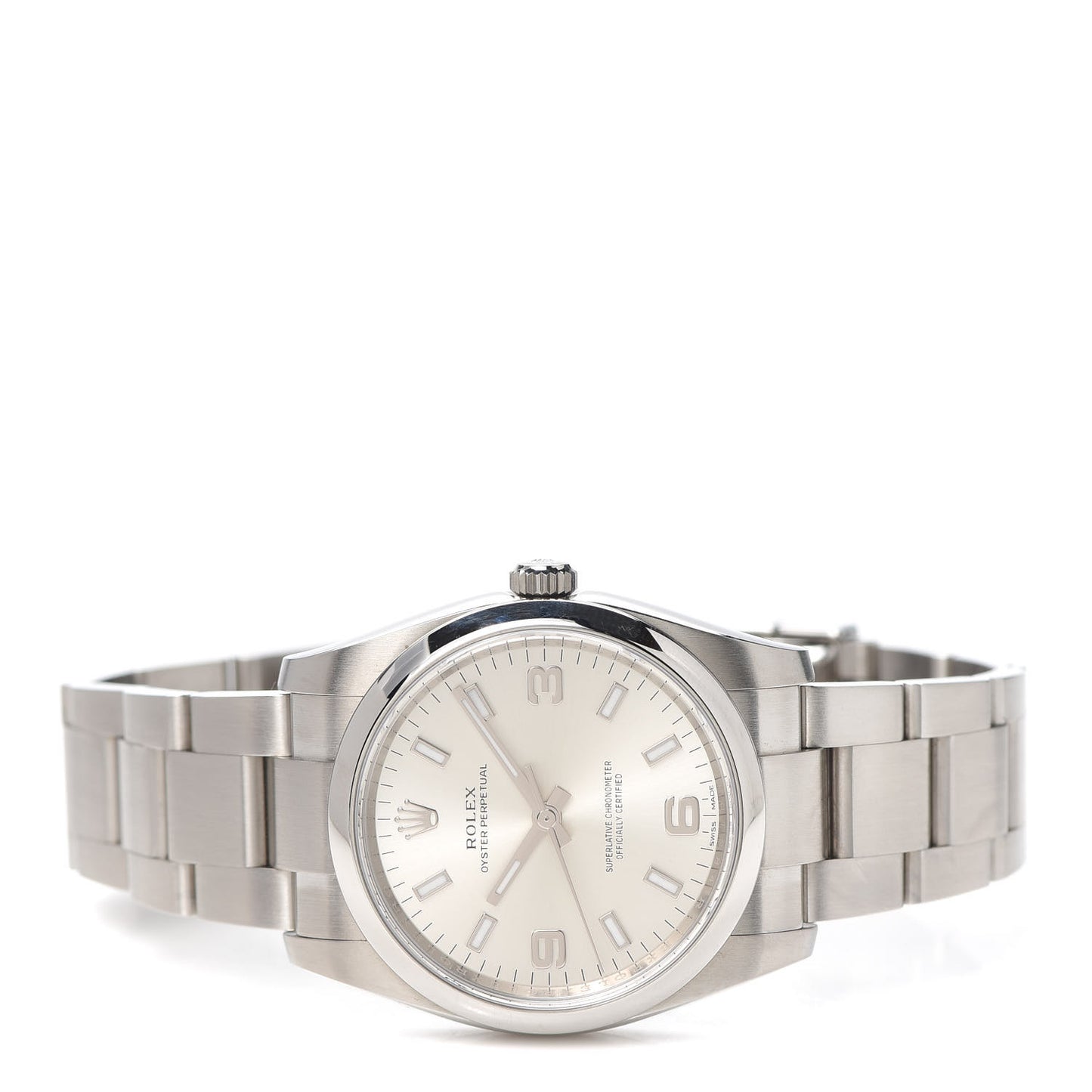 Stainless Steel 34mm Oyster Perpetual Watch Silver 114200