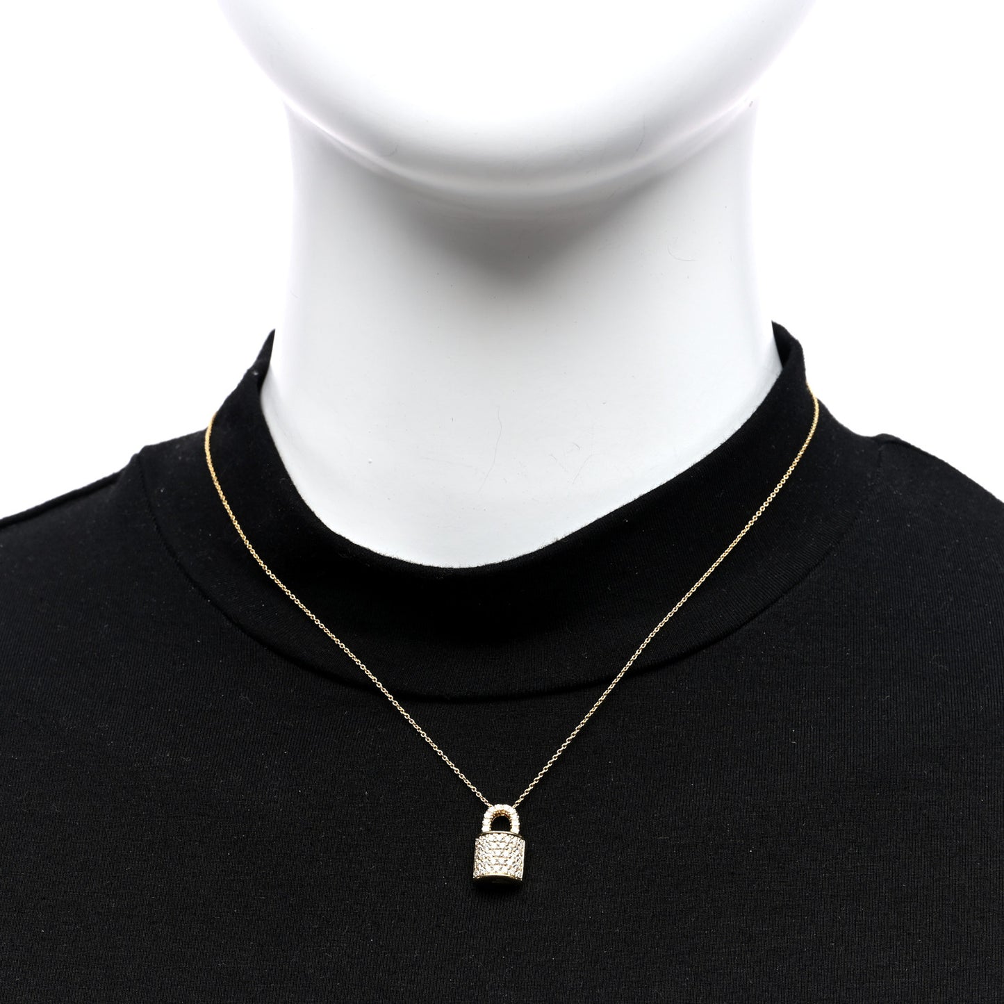 18K Yellow Gold Diamond Tiny Treasures Lock Pendant Necklace