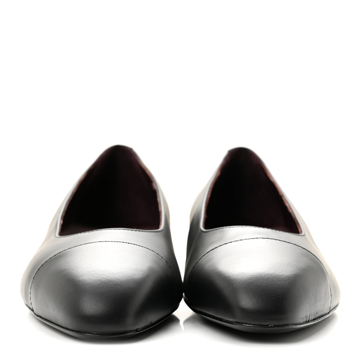 Lambskin Cap Toe CC Uniform Ballerina Flats 41 Black