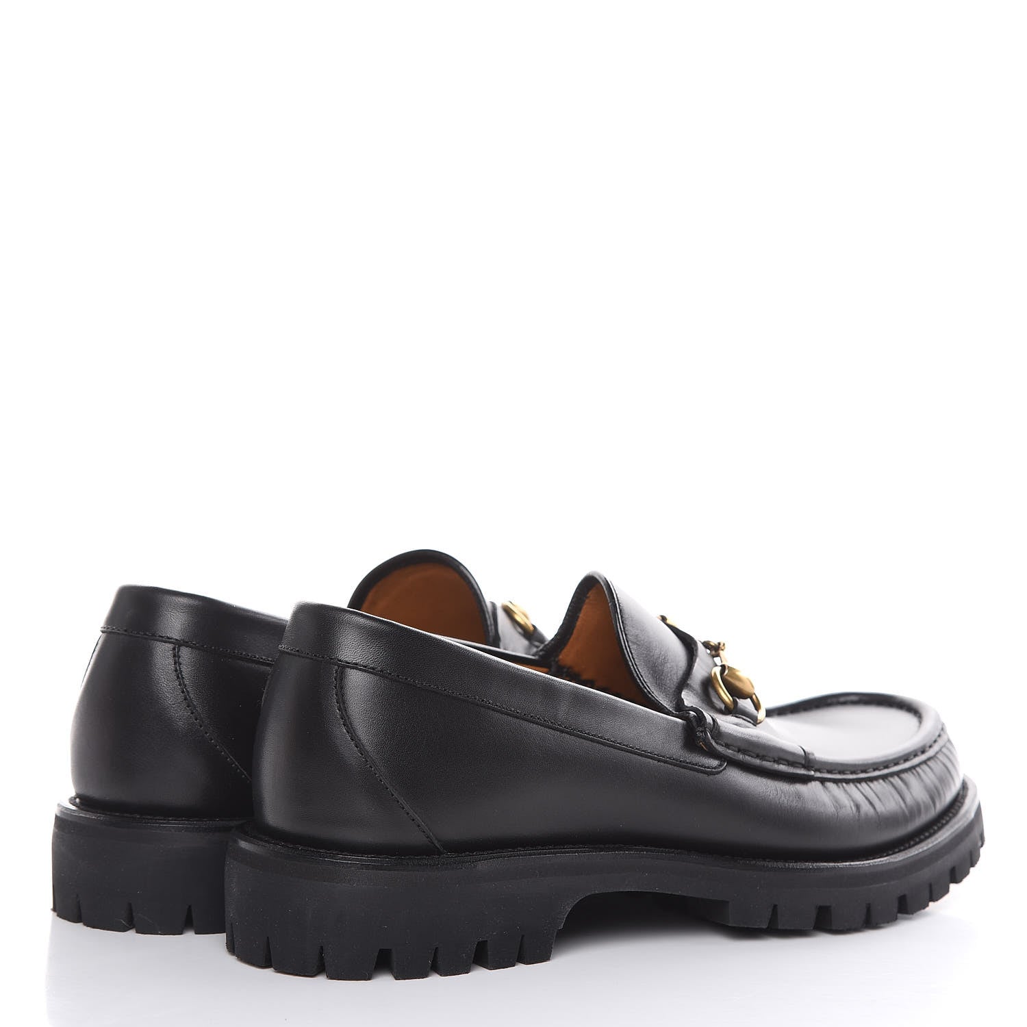 Gucci Calfskin Cirano Lux Mens Horsebit Lug Sole Loafers 7.5 Black 4 of 9