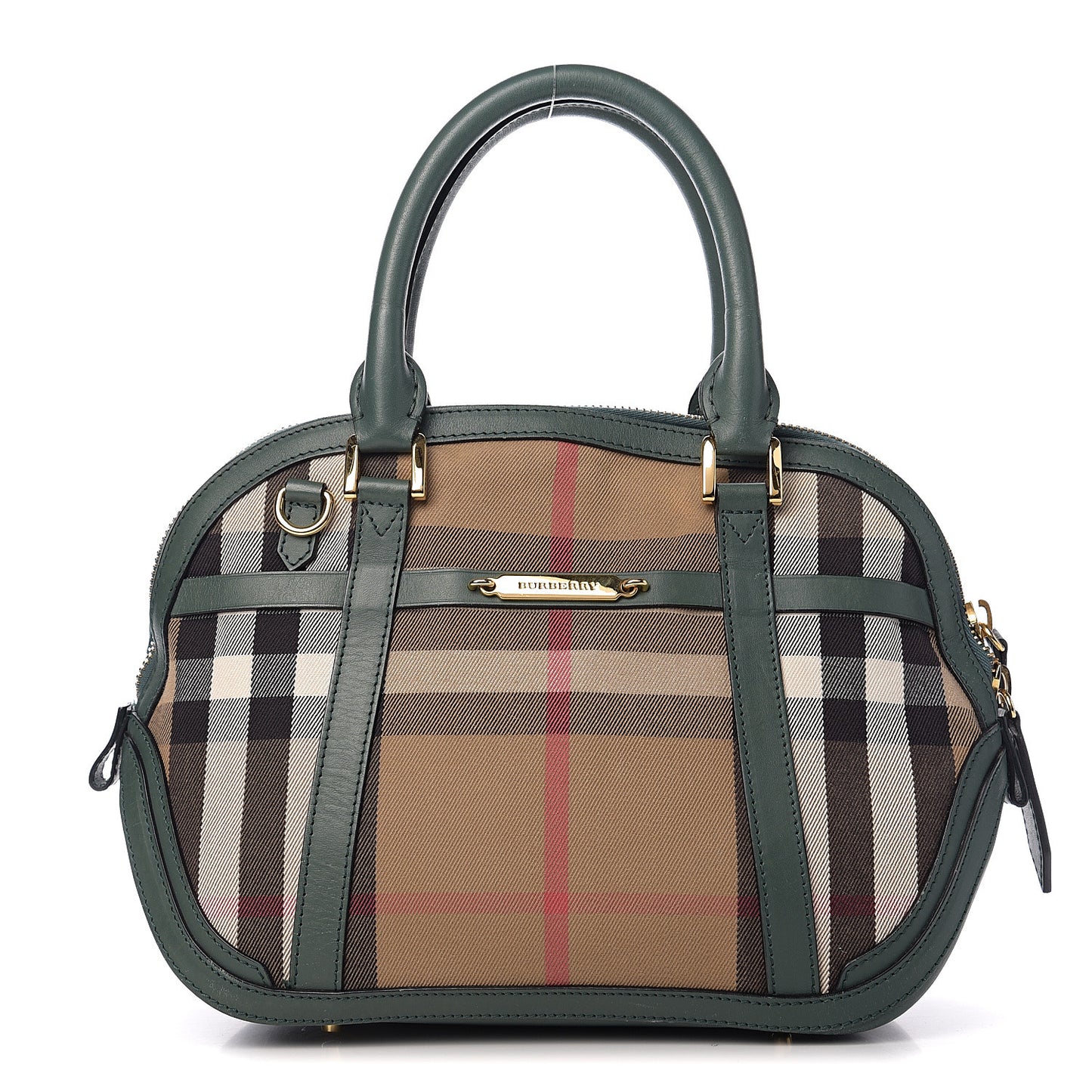 Bridle Calfskin House Check Small Orchard Bowling Bag Green