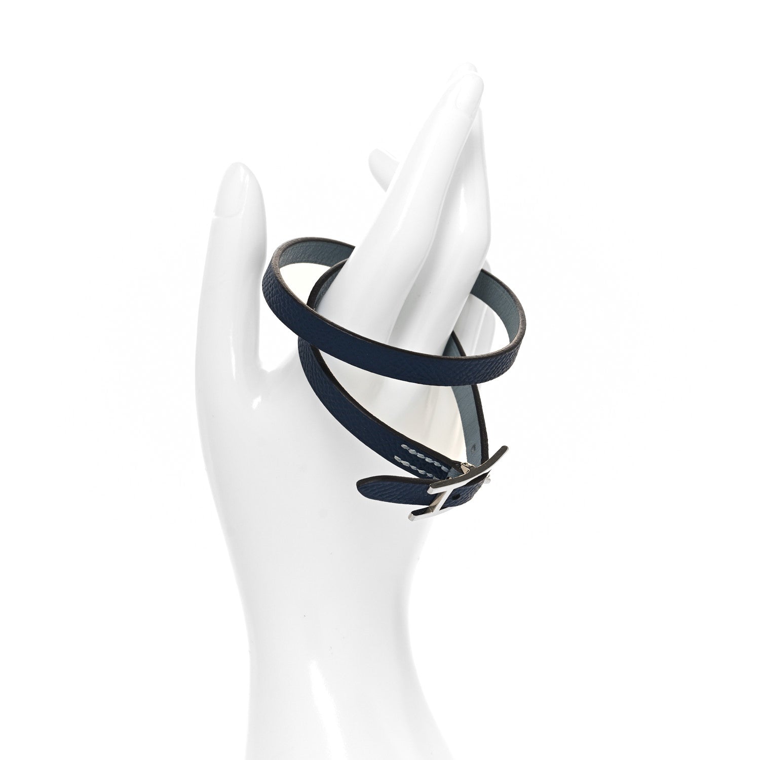 Hermes Epsom Swift Behapi Double Tour Bracelet T5 Bleu Lin Bleu Indigo 2 of 4