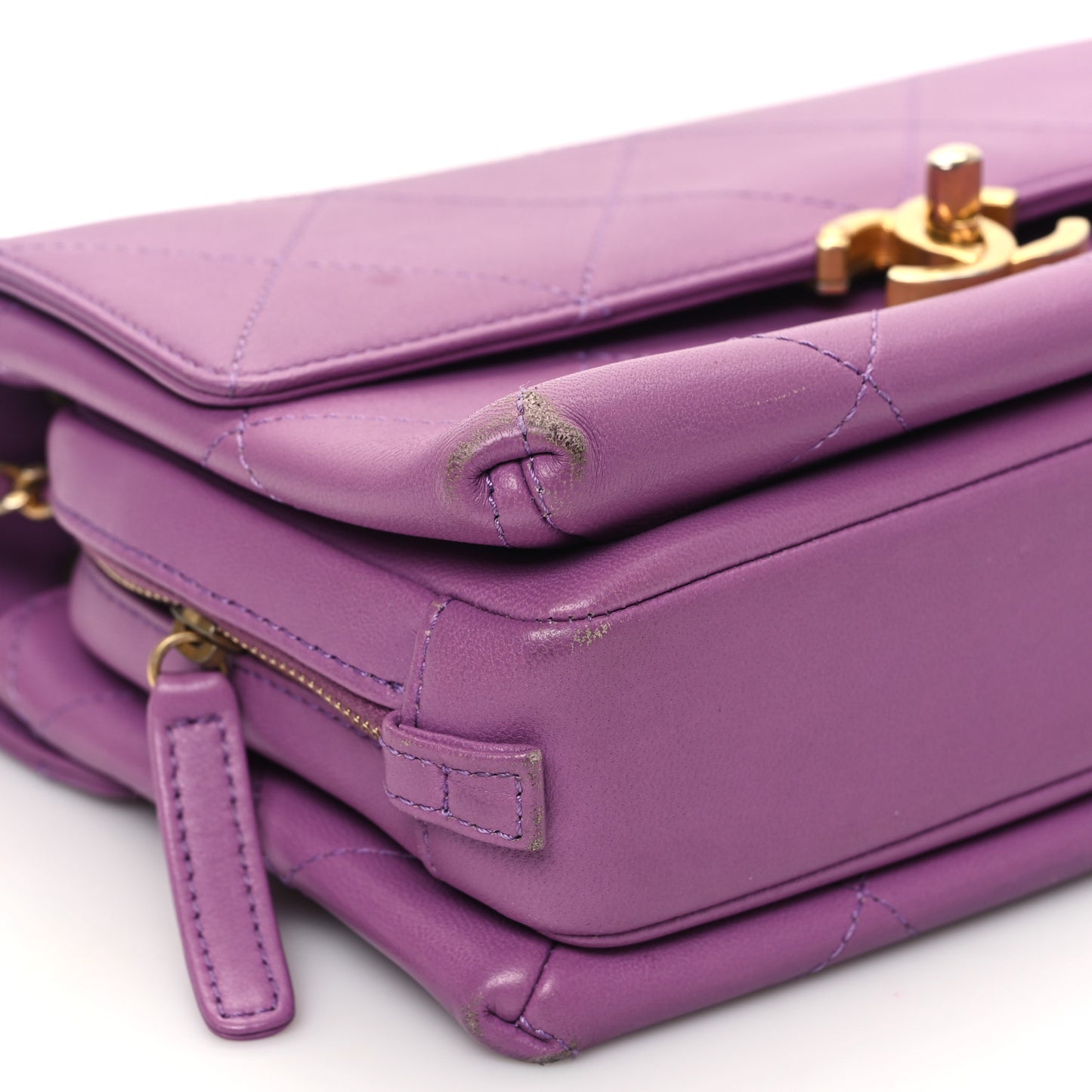 Lambskin Sleek And Chic Flap Purple