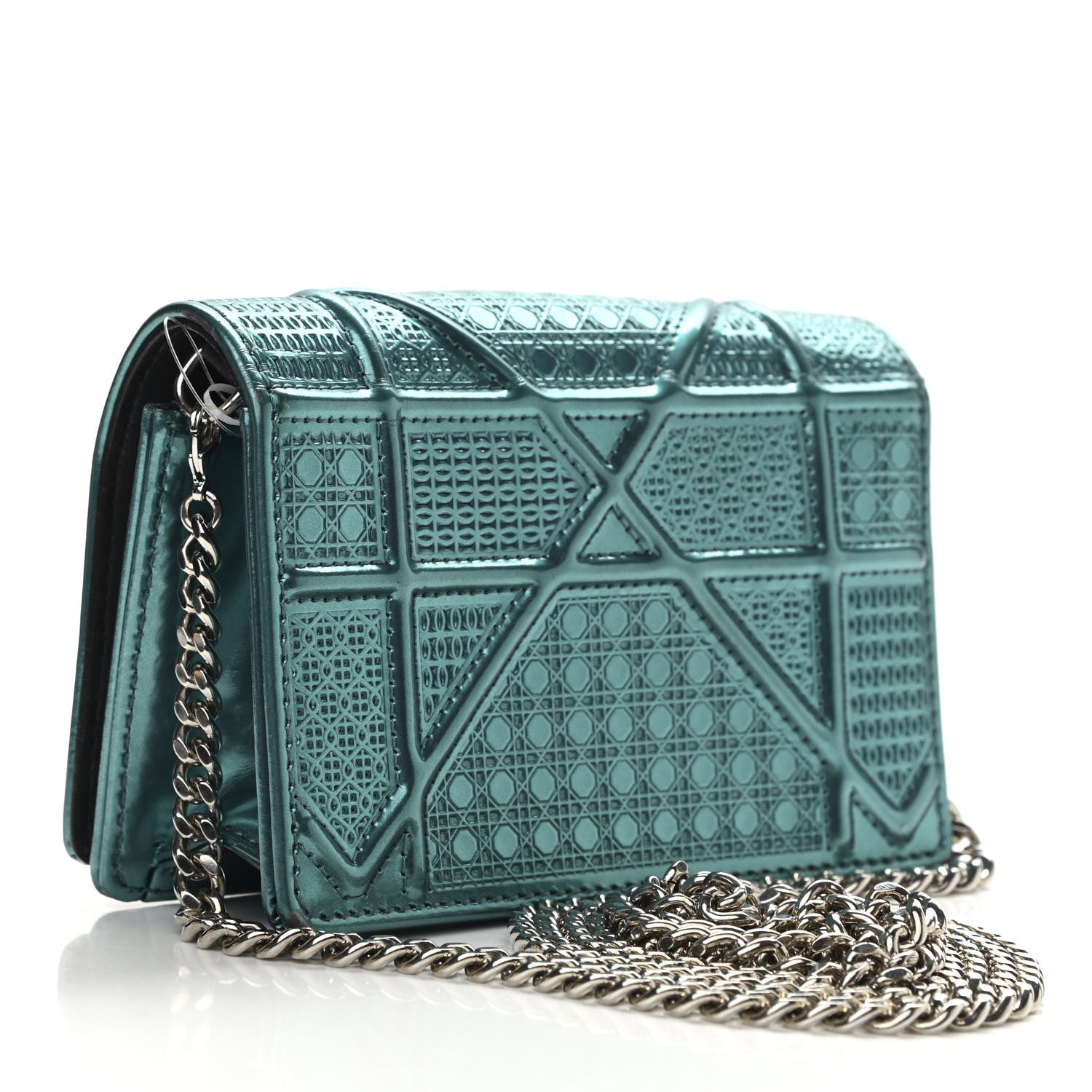 Christian Dior Metallic Patent Micro-Cannage Baby Diorama Flap Bag Green 3 of 11