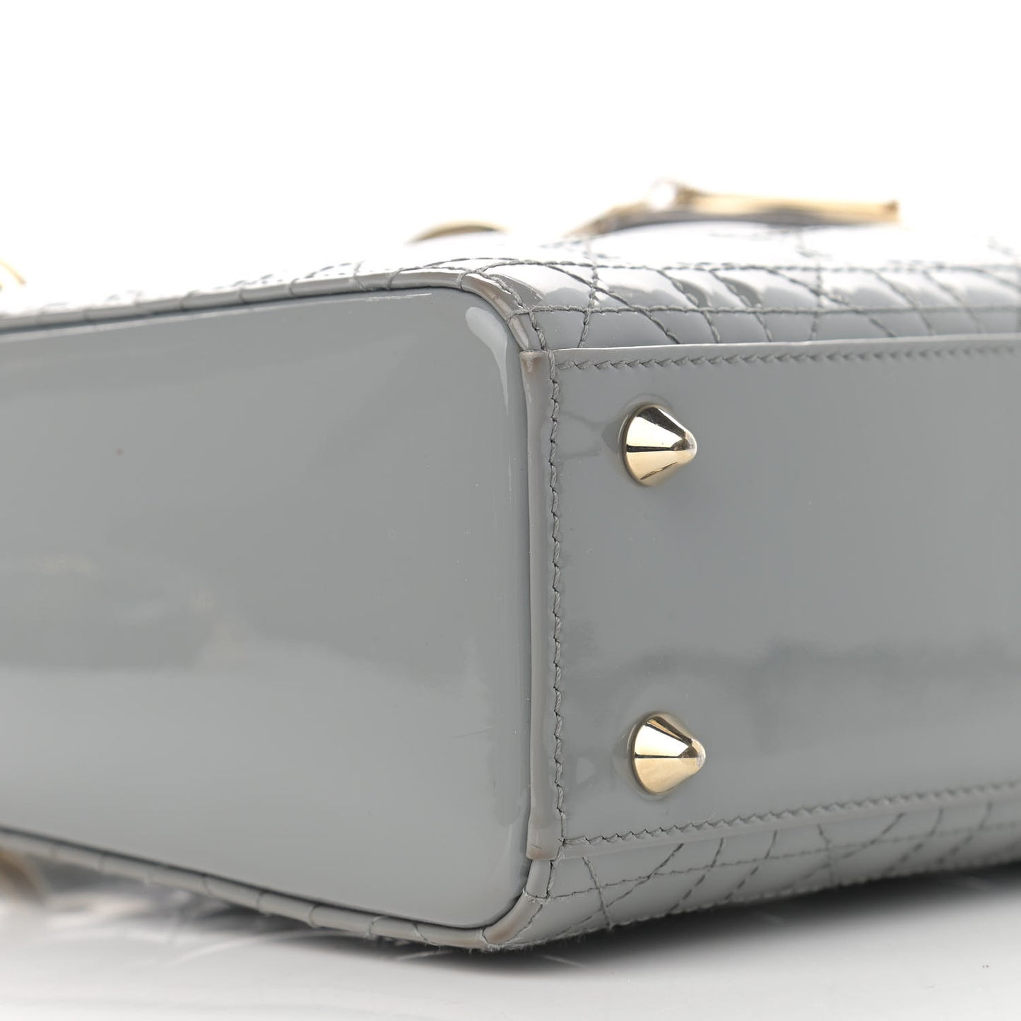 Patent Cannage Small Lady Dior Grey
