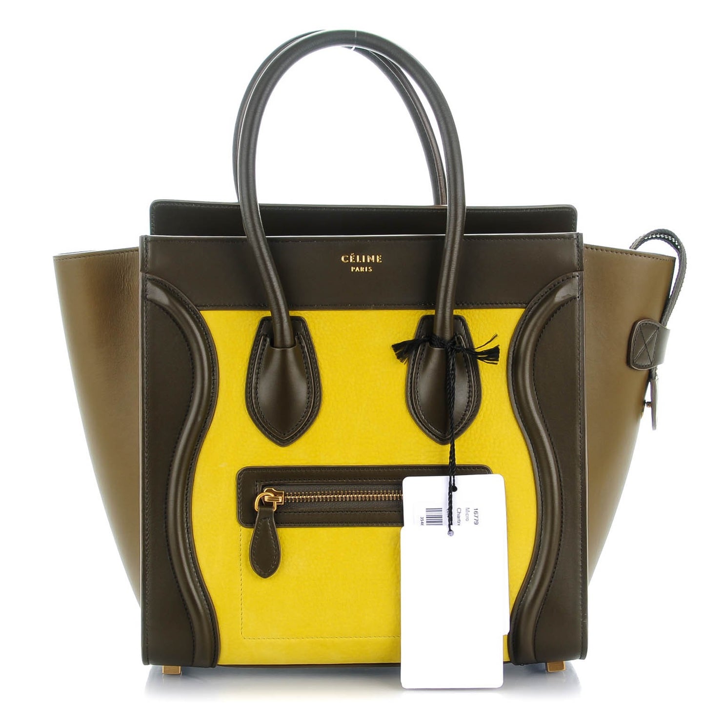 Nubuck Smooth Calfskin Micro Tri-Color Luggage Chartreuse