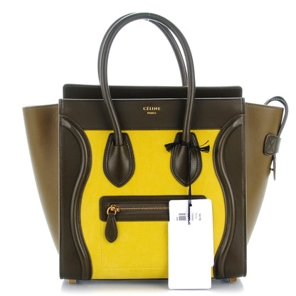 Celine Nubuck Smooth Calfskin Micro Tri-Color Luggage Chartreuse 1 of 8