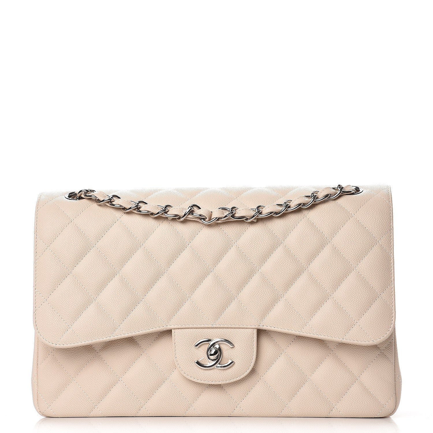 Chanel Caviar Quilted Jumbo Double Flap Light Beige 1 of 8