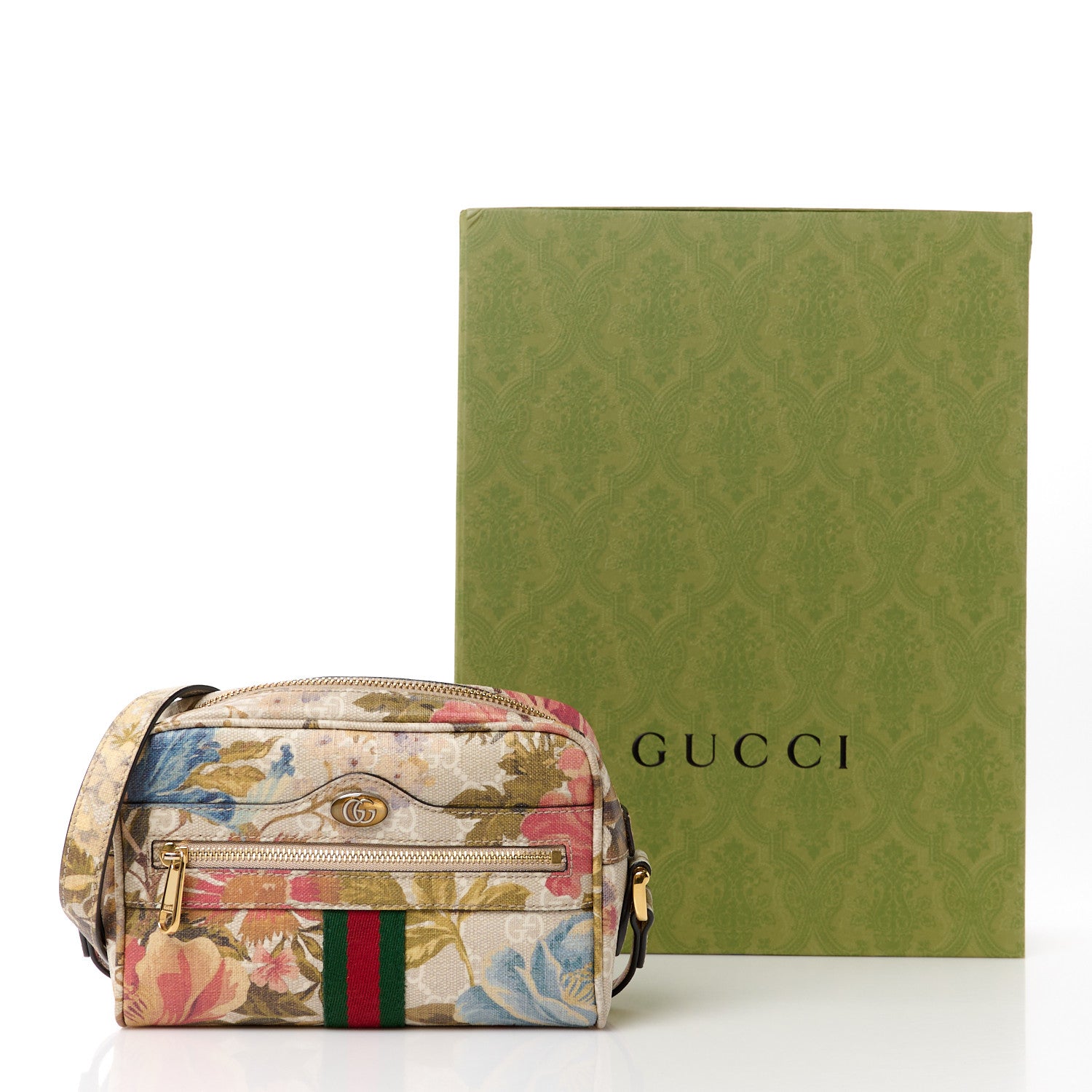 Gucci GG Supreme Monogram Water Flora Web Mini Ophidia Shoulder Bag Beige White Multicolor 11 of 11