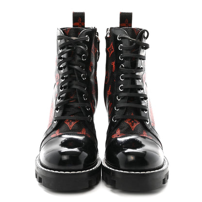 Louis Vuitton Patent Calfskin Catogram Star Trail Ankle Boots 36 Black Marron 3 of 9