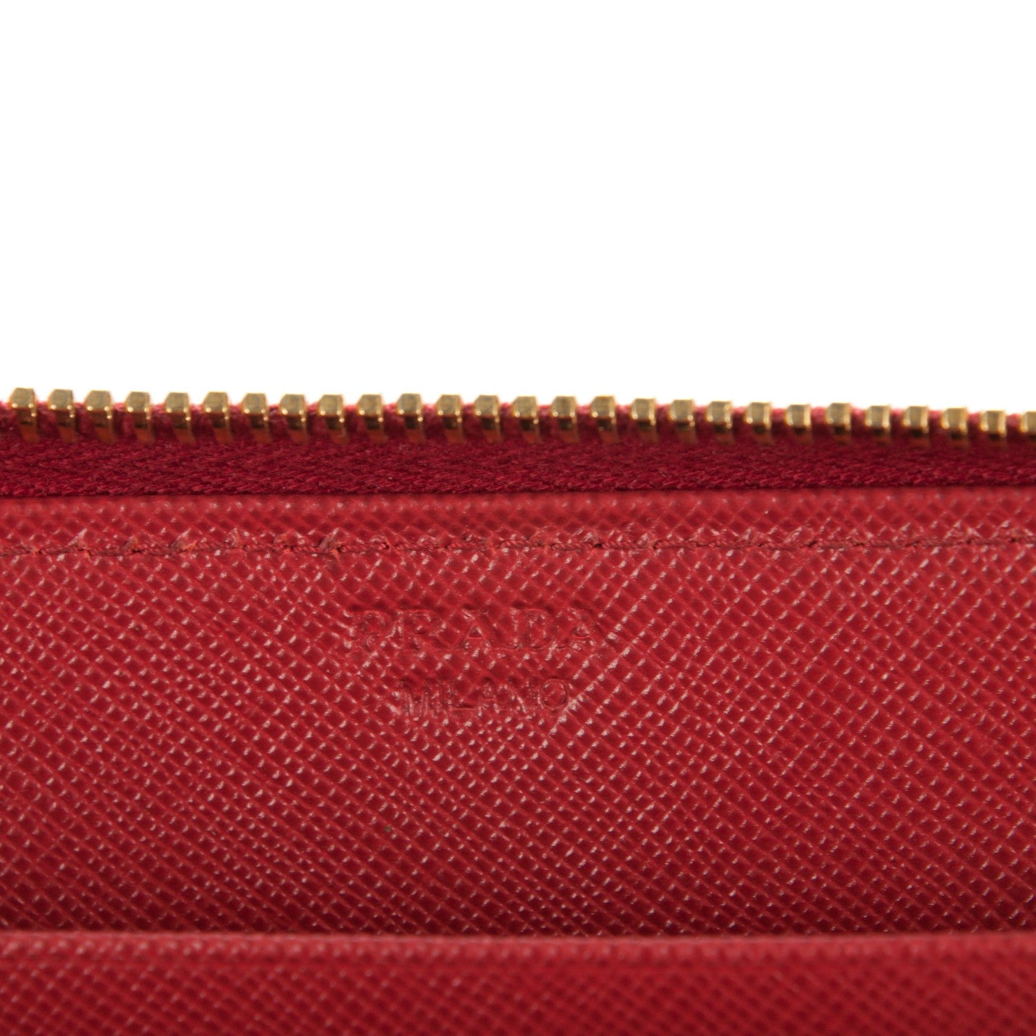 Prada Saffiano Triangle Zip Around Wallet Fuoco 6 of 9
