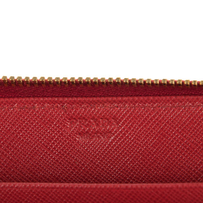 Prada Saffiano Triangle Zip Around Wallet Fuoco 6 of 9