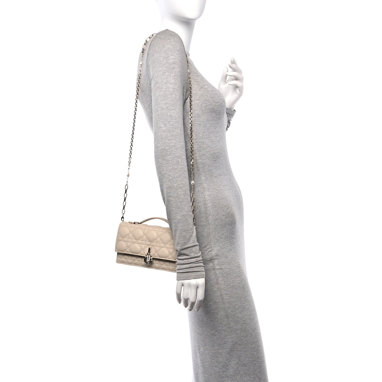 Lambskin Chain Lady My Dior Mini Chain Pouch Caramel Beige