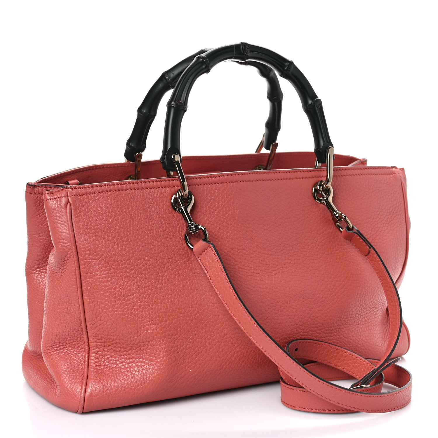 Gucci Pebbled Calfskin Bi-Color Medium Bamboo Shopper Tote Pink 3 of 9
