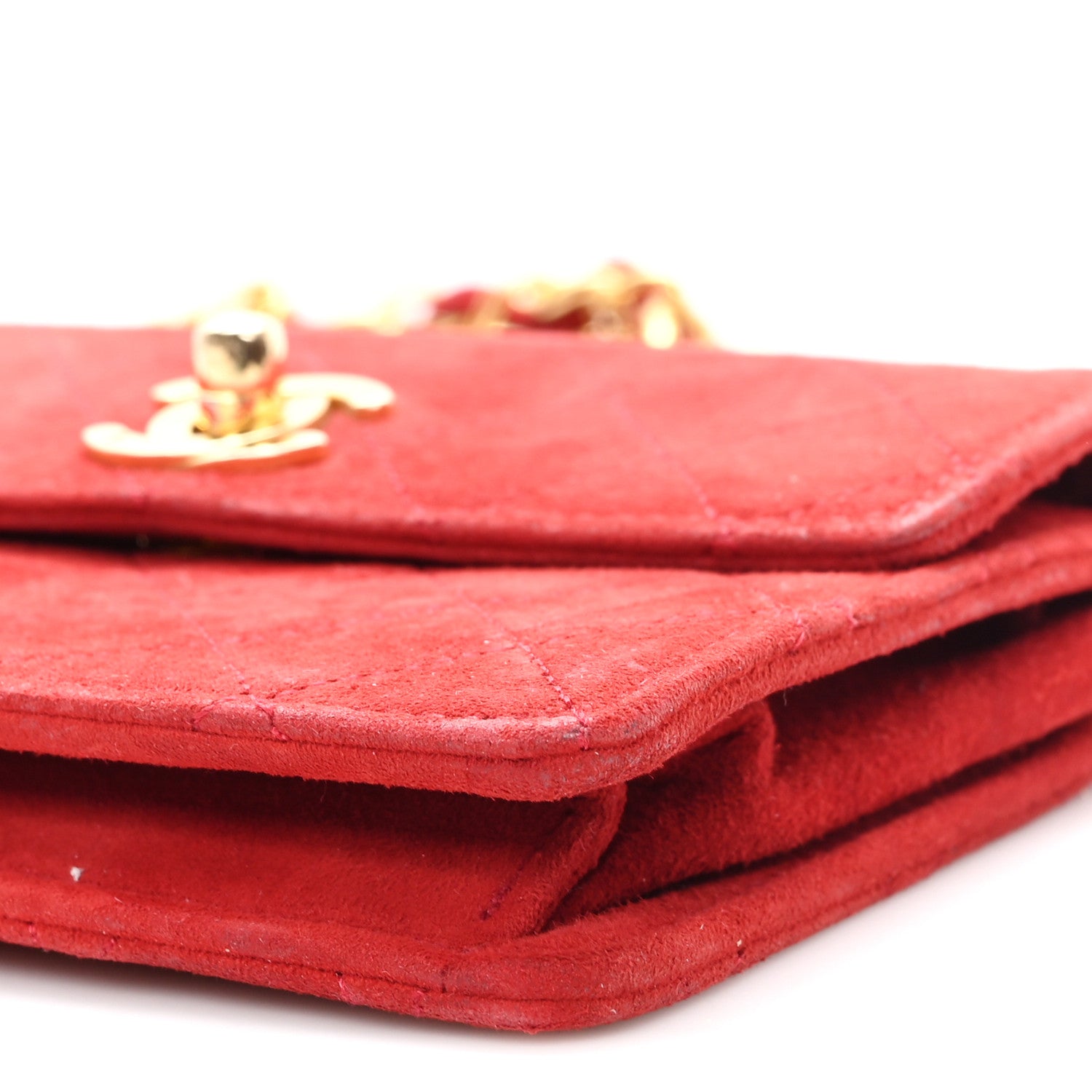 Chanel Suede Quilted Mini Square Flap Red 11 of 11