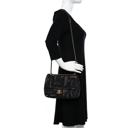 Chanel Denim Quilted Denim Mood Large Flap Black Multicolor 2 of 12