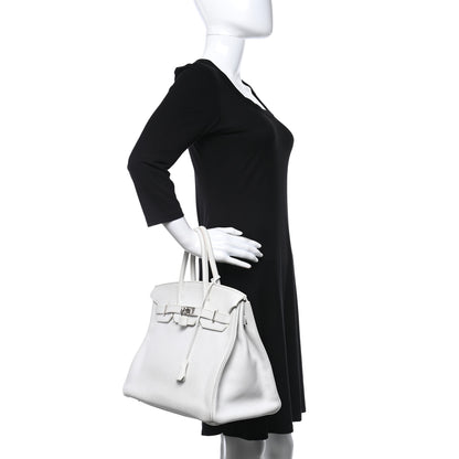 Hermes Taurillon Clemence Birkin 35 White 2 of 11