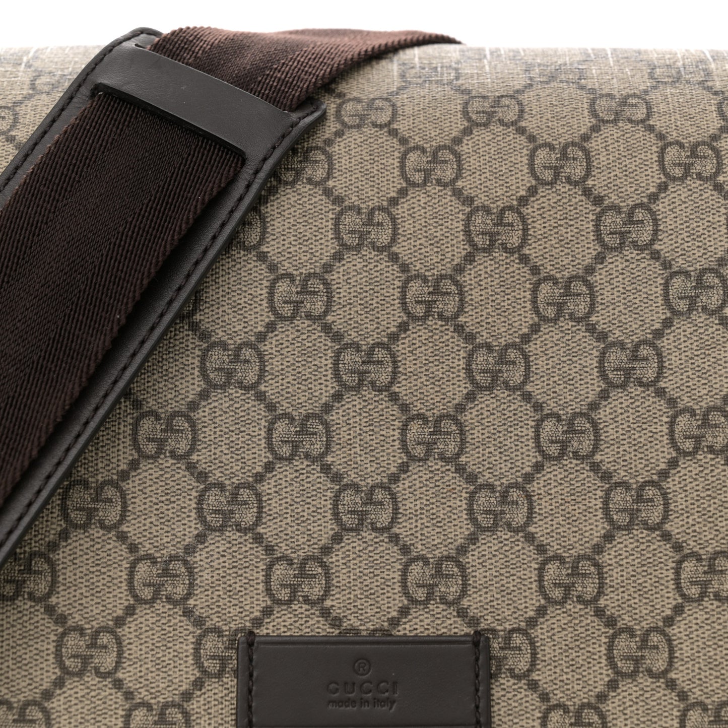 GG Plus Monogram Messenger Diaper Bag Dark Brown