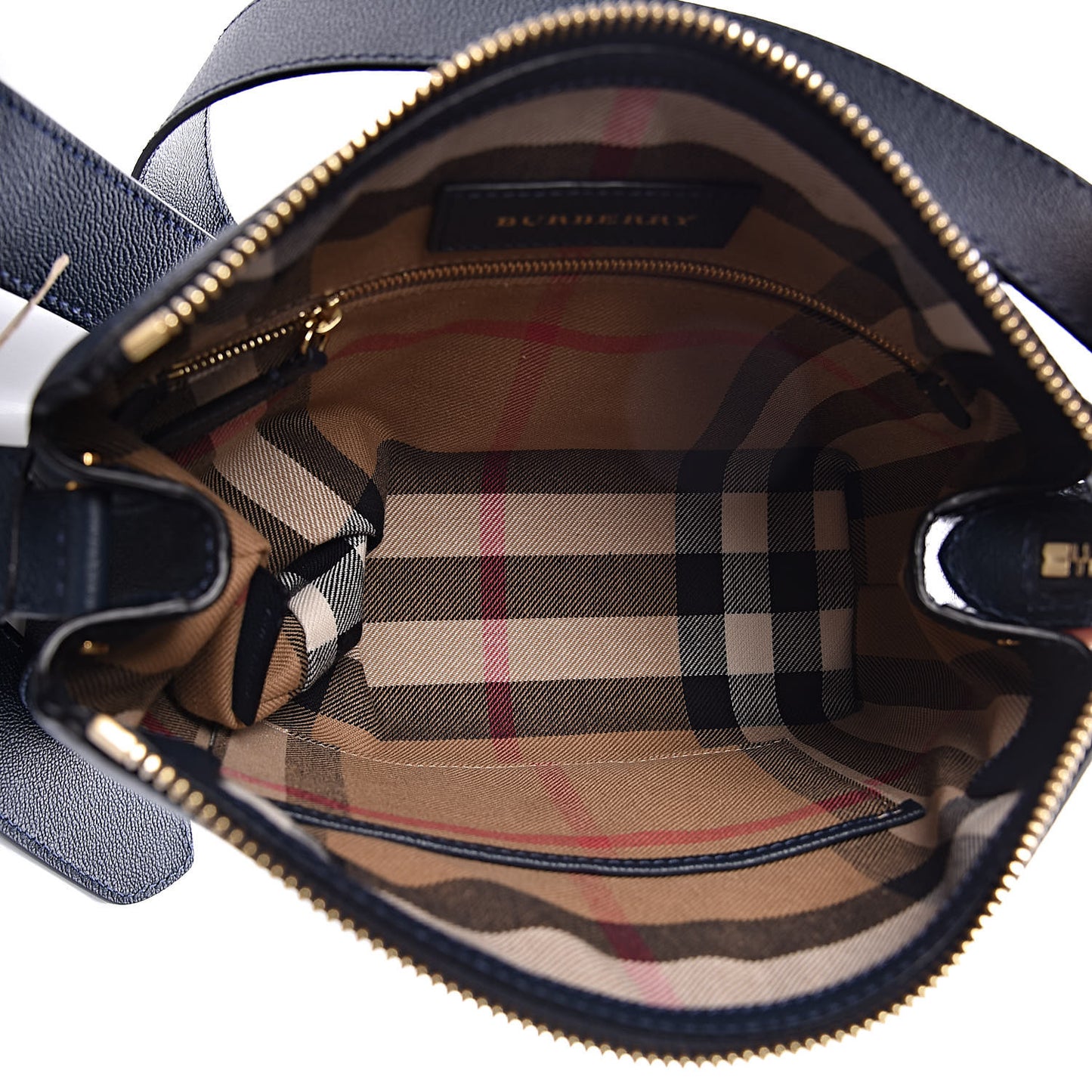 Soft Grain Calfskin House Check Small Helmsley Crossbody Blue Carbon