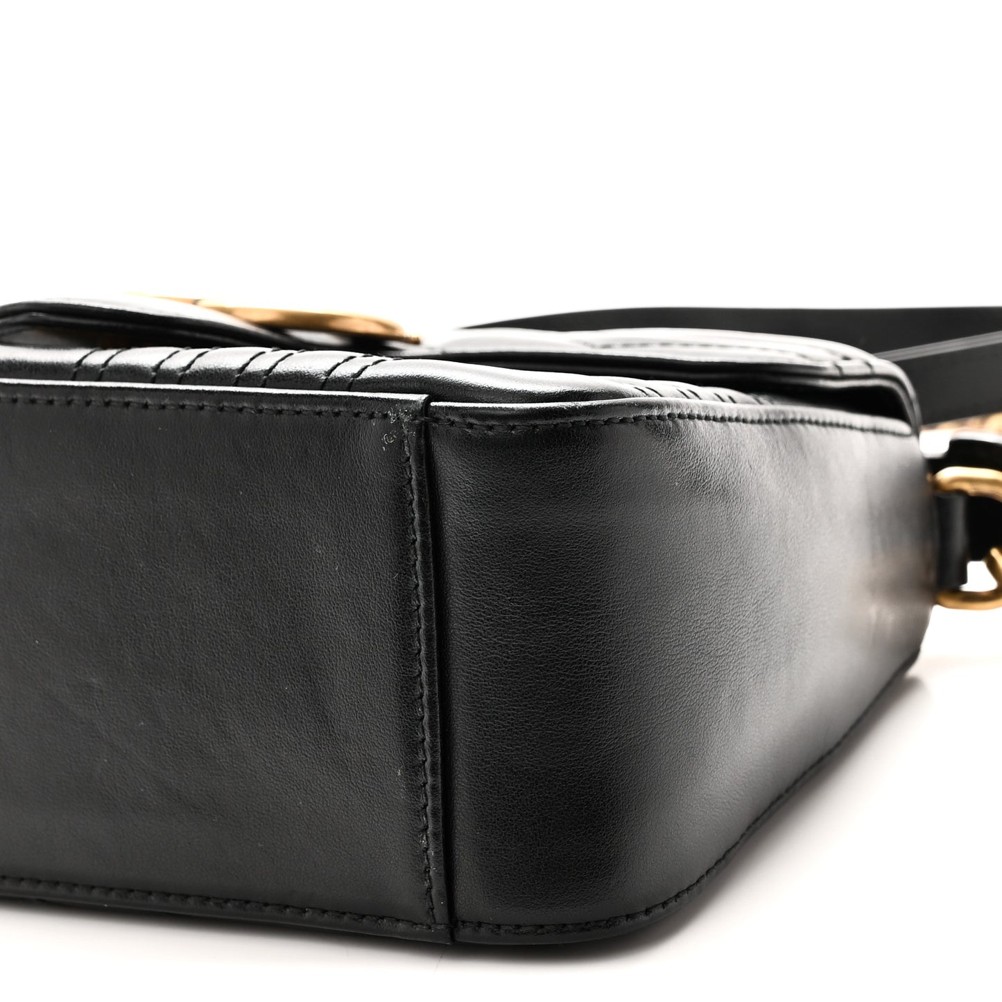 Calfskin Matelasse Mini GG Marmont Top Handle Shoulder Bag Black