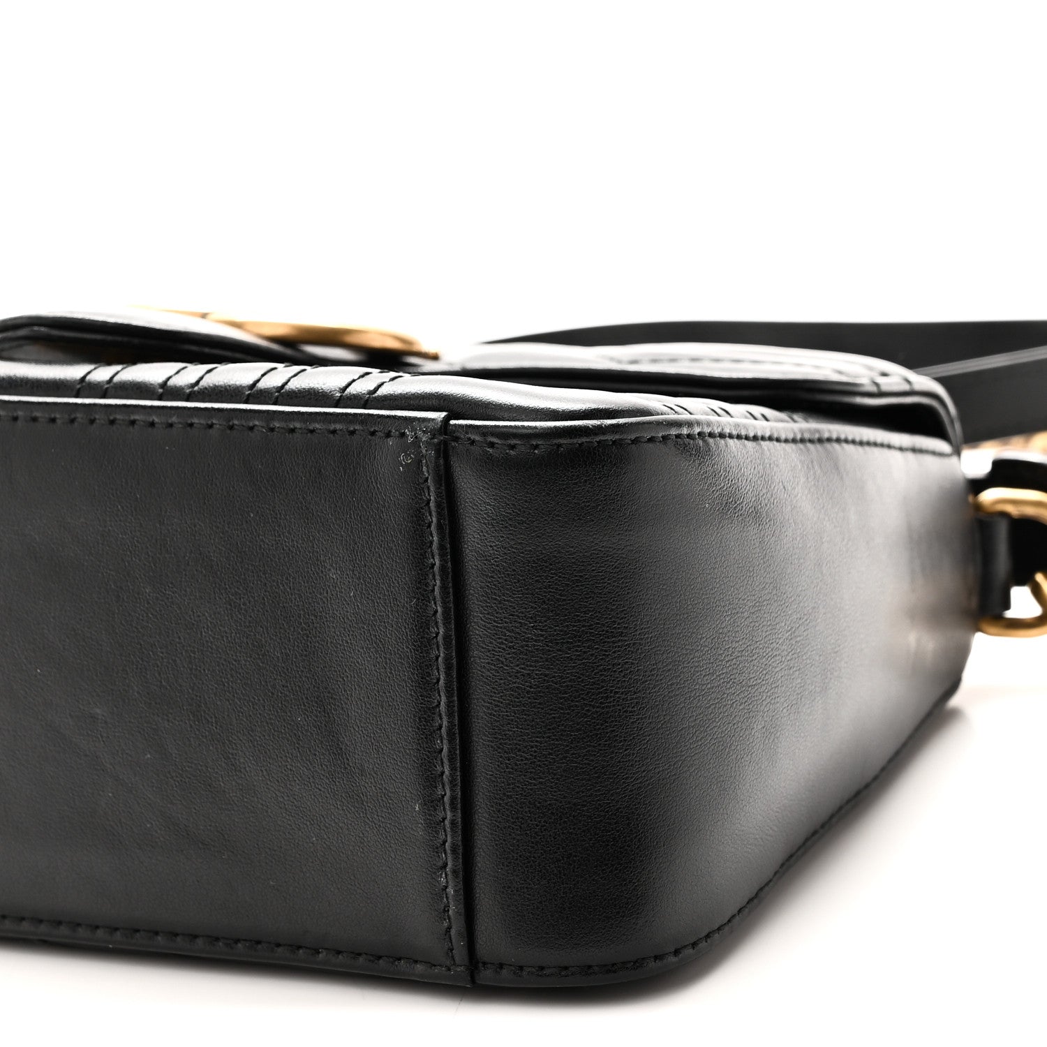 Gucci Calfskin Matelasse Mini GG Marmont Top Handle Shoulder Bag Black 10 of 10