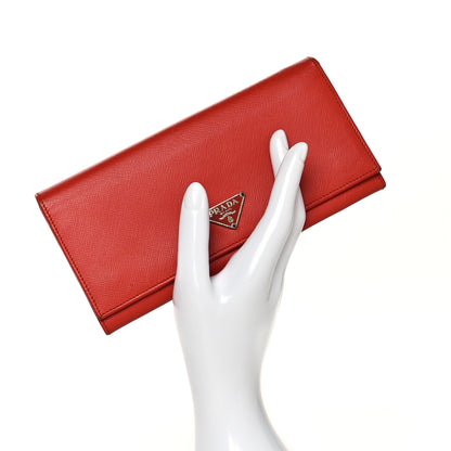 Prada Saffiano Triangle Continental Flap Wallet Peonia 2 of 11