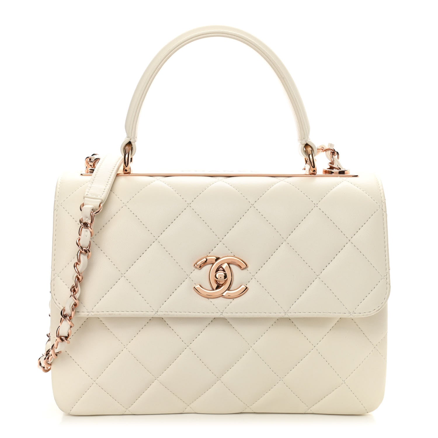 Chanel Lambskin Quilted Small Trendy CC Dual Handle Flap Bag White 1 of 10