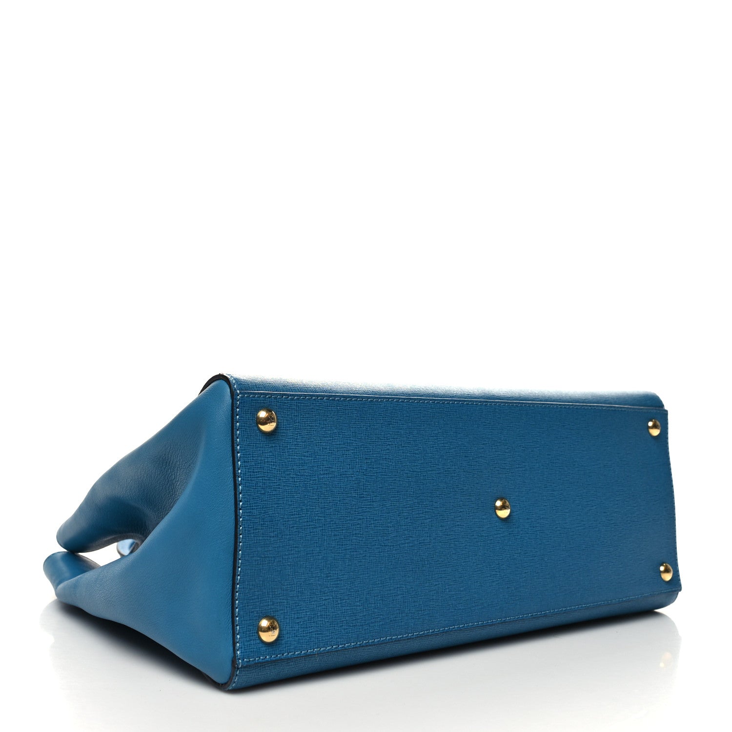 Fendi Vitello Elite Regular 2Jours Tote Blue Cobalto 4 of 12