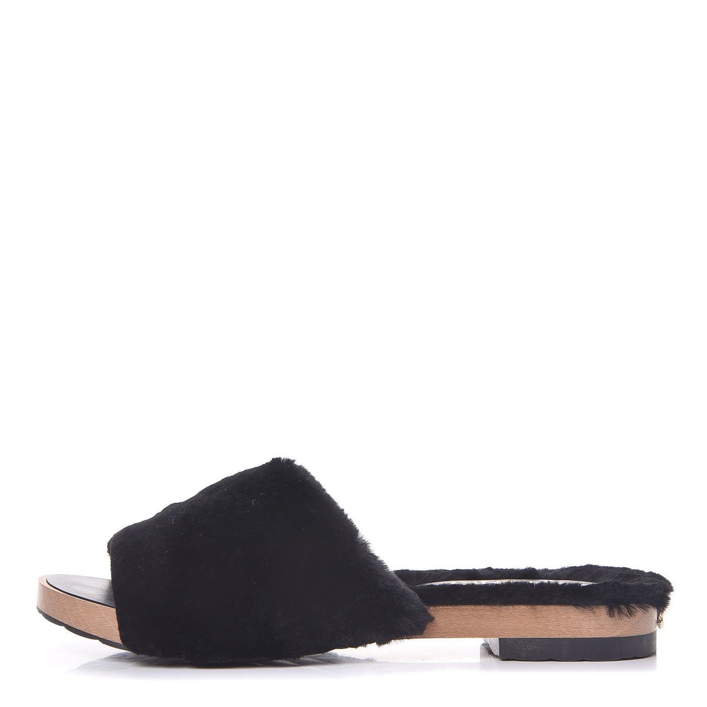 Rabbit Lambskin Fur Mules 40 Black