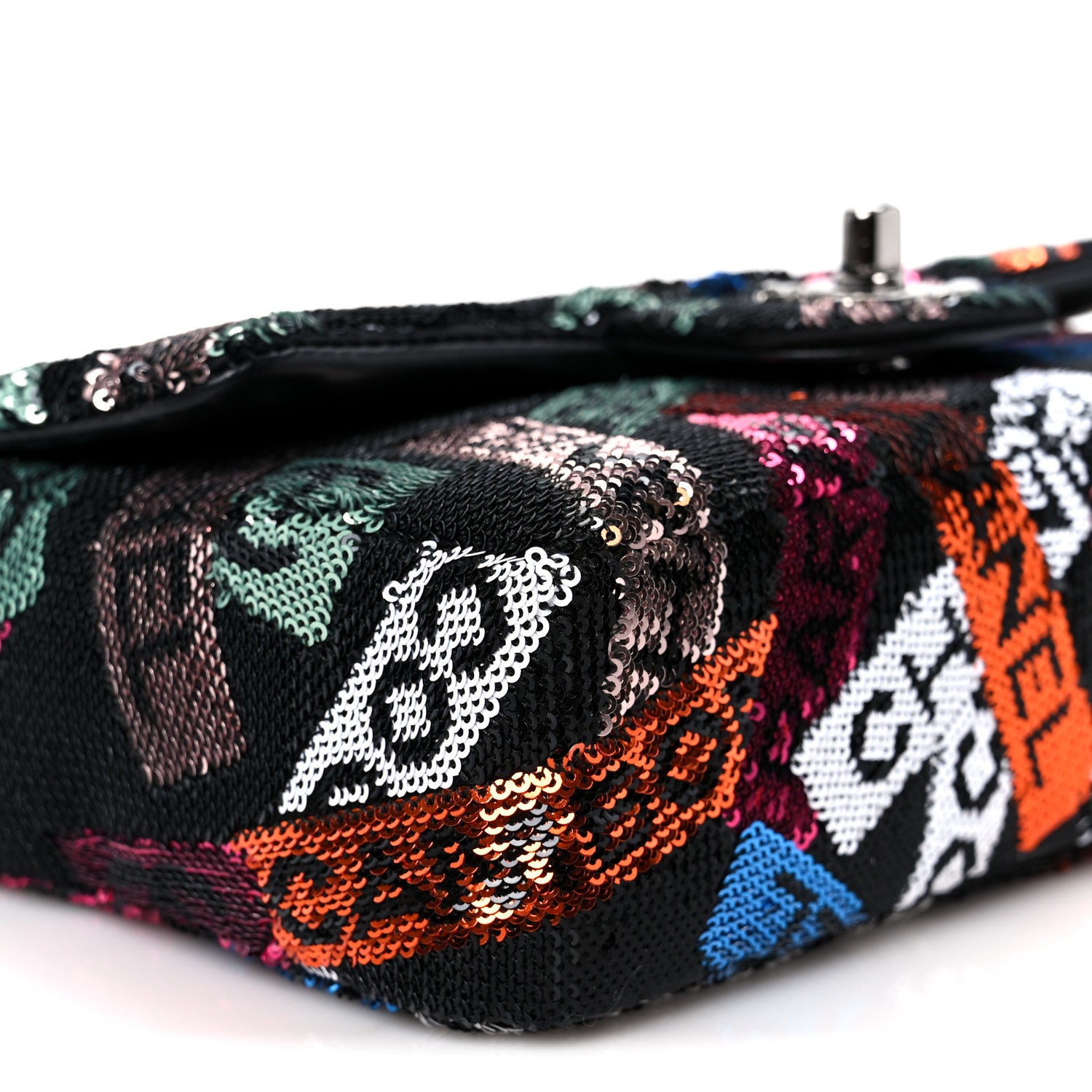 Chanel Sequin Logo Small Flap Ruthenium Multicolor 10 of 11