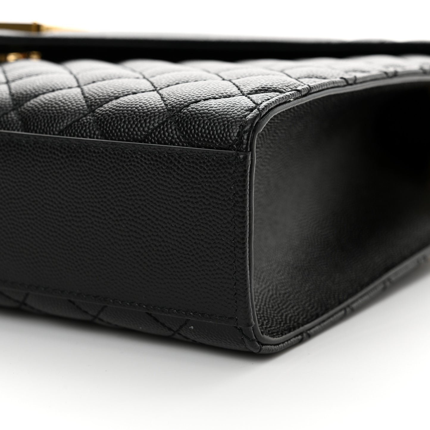 Grain De Poudre Textured Mixed Matelasse Large Triquilt Monogram Satchel Black