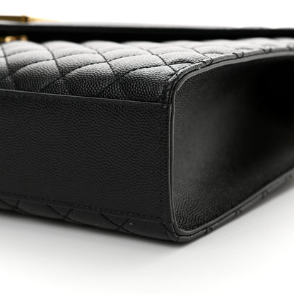 Saint Laurent Grain De Poudre Textured Mixed Matelasse Large Triquilt Monogram Satchel Black 10 of 10