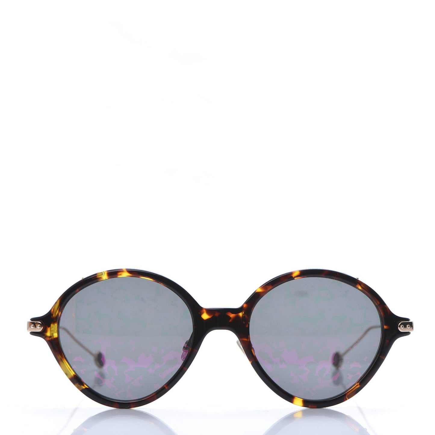 Acetate Leaf Print Umbrage Round Sunglasses Pink Foliage