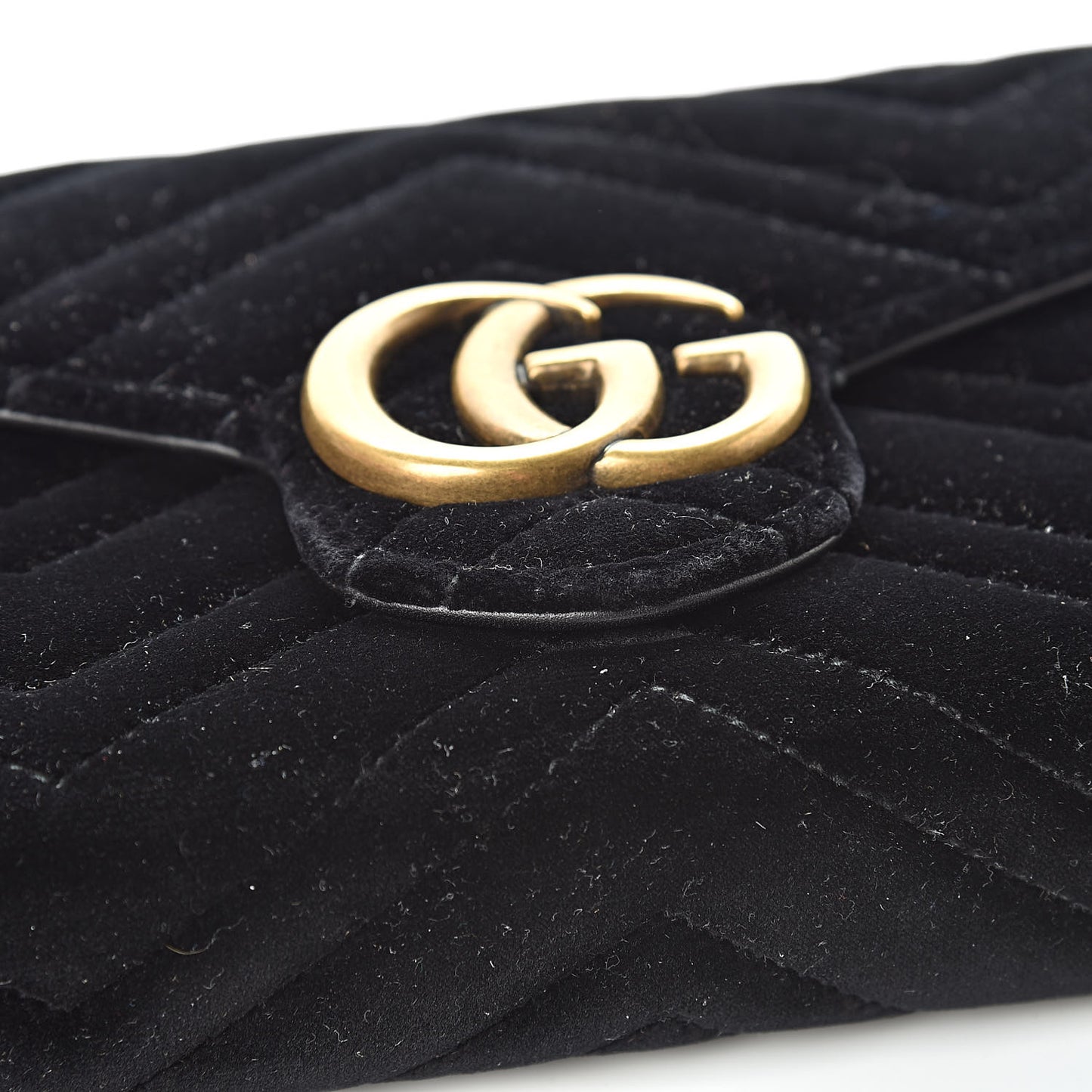 Velvet Matelasse GG Marmont Chain Wallet Black