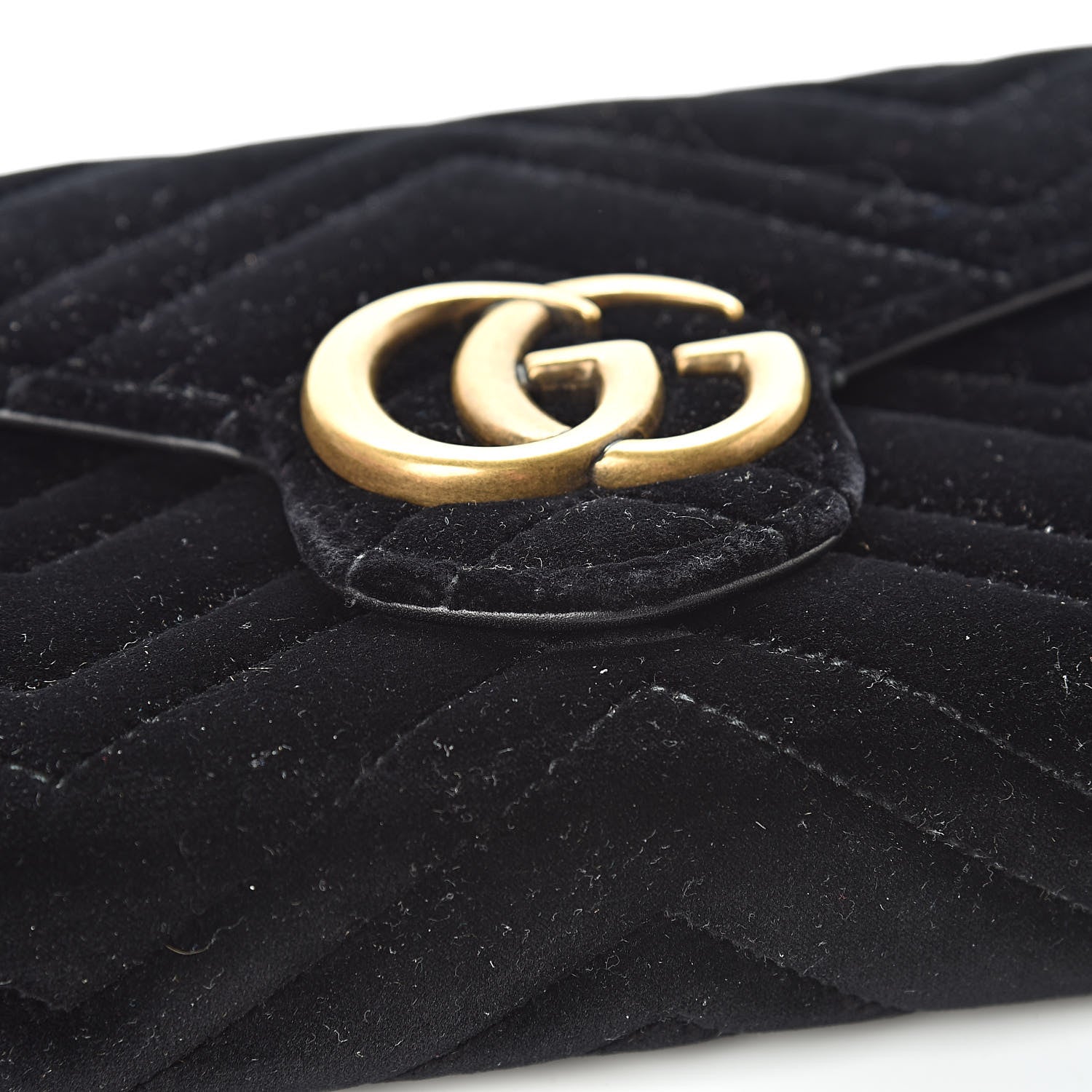 Gucci Velvet Matelasse GG Marmont Chain Wallet Black 10 of 12