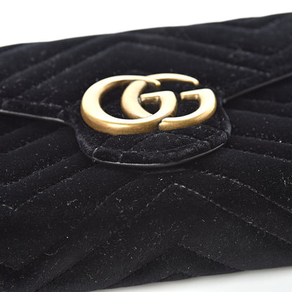 Gucci Velvet Matelasse GG Marmont Chain Wallet Black 10 of 12