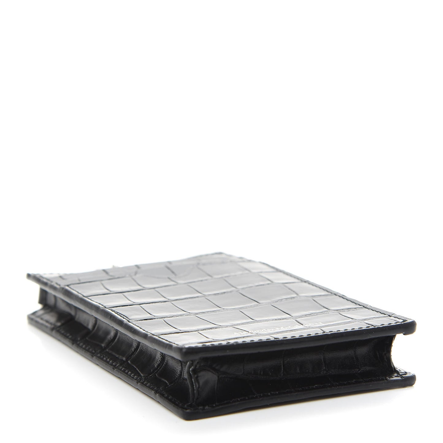 Crocodile Embossed Chain Phone Case Black