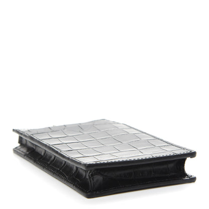 Alexander McQueen Crocodile Embossed Chain Phone Case Black 4 of 9