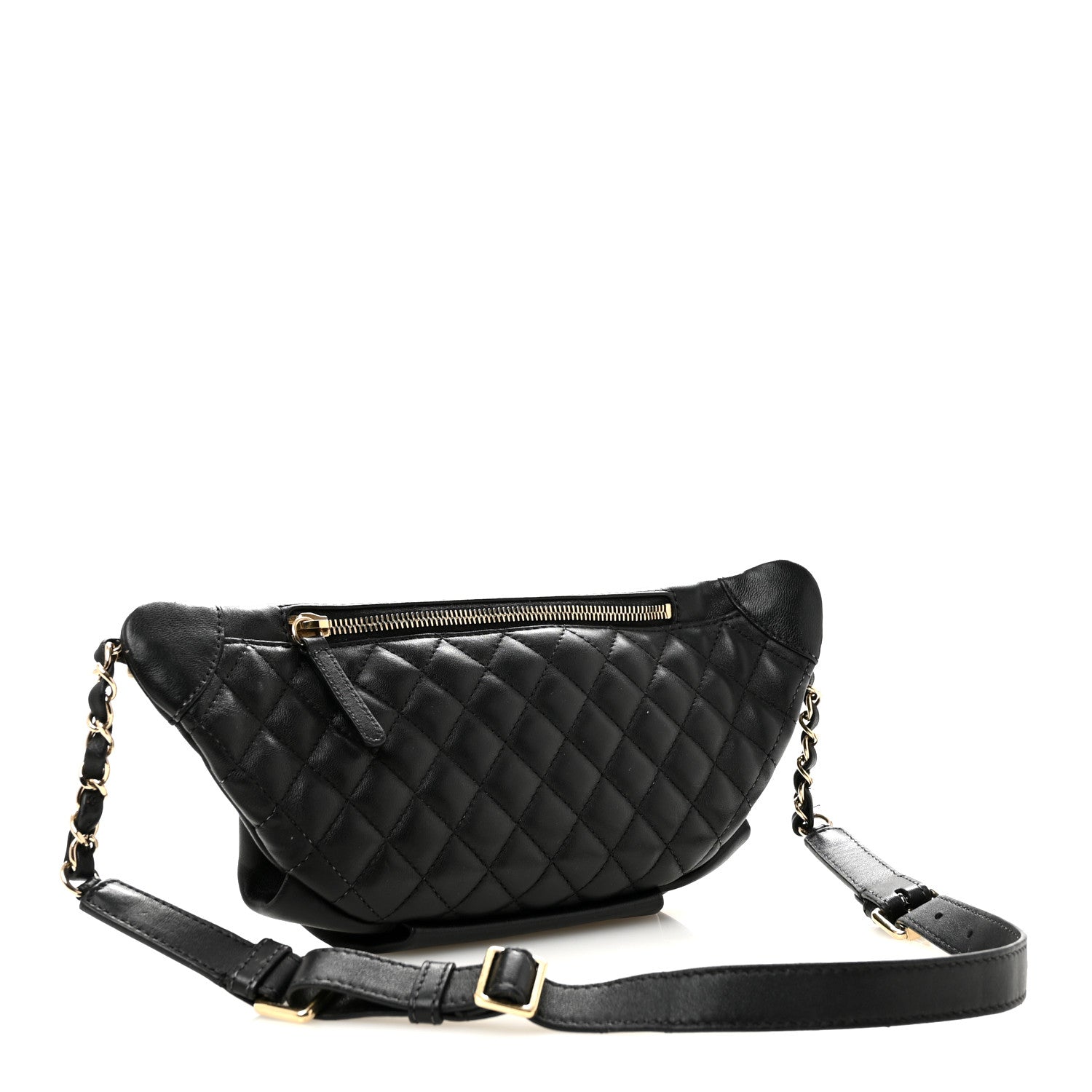 Chanel Lambskin Quilted Waist Bag Fanny Pack Black 3 of 14